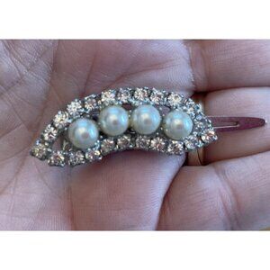 Silver Pearl Rhinestone Bridal Hair Clip Wedding Prom Flower Girl